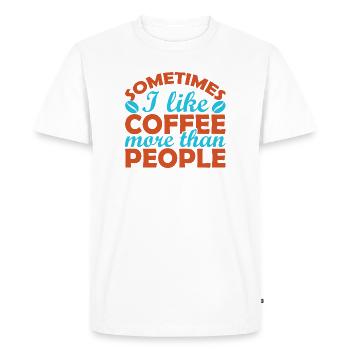 Parfois, je préfère le café aux gens - T-shirt Premium bio Homme - blanc - Devant - Nico (187cm)