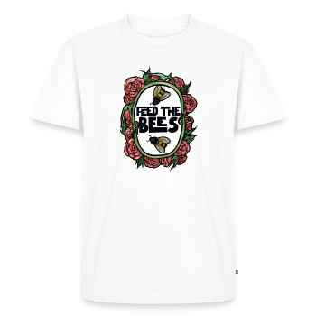 Feed the Bees Floral Frame - Men's Premium Organic T-Shirt - white - Front - Nico (187cm)
