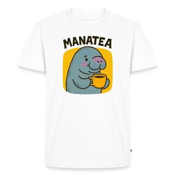Manatea Cheer : Manatee sirote du thé - T-shirt Premium bio Homme - blanc - Devant - Nico (187cm)