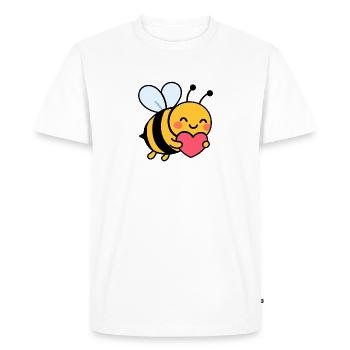 Happy bee with heart - Men's Premium Organic T-Shirt - white - Front - Nico (187cm)