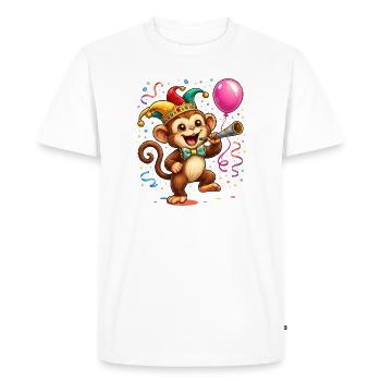 Singe de carnaval – Motif joyeux de carnaval - T-shirt Premium bio Homme - blanc - Devant - Nico (187cm)