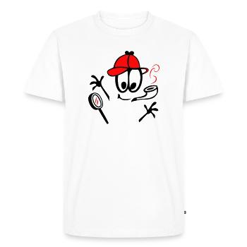 Détective au sifflet - T-shirt Premium bio Homme - blanc - Devant - Nico (187cm)