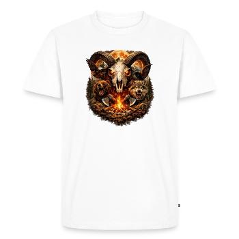Crâne de Corne de Feu dans la meute de loups - T-shirt Premium bio Homme - blanc - Devant - Nico (187cm)