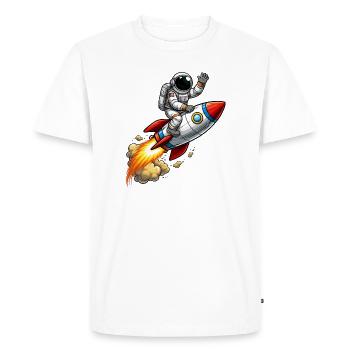 Astronaut on Rocket Cartoon - Men's Premium Organic T-Shirt - white - Front - Nico (187cm)