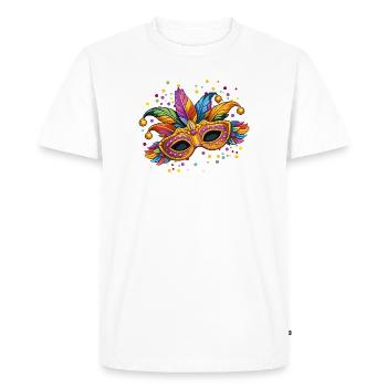 Masque de carnaval coloré – motif élégant de carnaval - T-shirt Premium bio Homme - blanc - Devant - Nico (187cm)