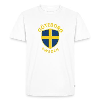 Göteborgs Sköld en couleurs suédoises - T-shirt Premium bio Homme - blanc - Devant - Nico (187cm)