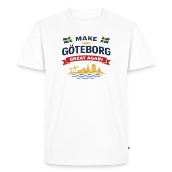 Silhouette de Göteborg avec drapeaux suédois - T-shirt Premium bio Homme - blanc - Devant - Nico (187cm)