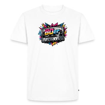 Néon à cassette rétro des années 80 - T-shirt Premium bio Homme - blanc - Devant - Nico (187cm)