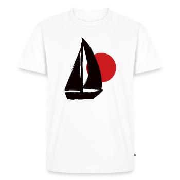 Bateau avant le coucher du soleil - T-shirt Premium bio Homme - blanc - Devant - Nico (187cm)
