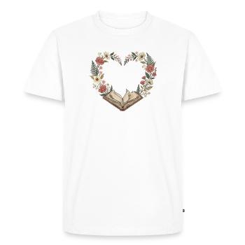 Cœur floral de la Saint-Valentin pour amoureux de livres vintage - T-shirt Premium bio Homme - blanc - Devant - Nico (187cm)