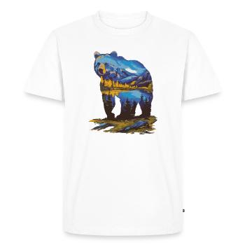 Wander Bear Mountains Lake Retro Nature Design - Men's Premium Organic T-Shirt - white - Front - Nico (187cm)