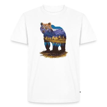 Wander Bear Mountains Lake Retro Nature Design - Men's Premium Organic T-Shirt - white - Front - Nico (187cm)