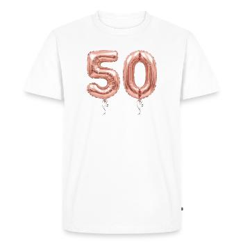 50th Birthday Rose Gold Balloon - 50 Years - Men's Premium Organic T-Shirt - white - Front - Nico (187cm)