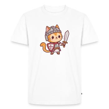 Chat chevalier kawaii avec épée - T-shirt Premium bio Homme - blanc - Devant - Nico (187cm)