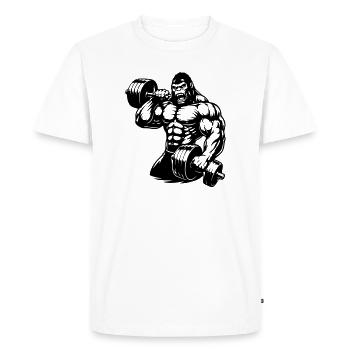 gorille musclé qui fait de la musculation - T-shirt Premium bio Homme - blanc - Devant - Nico (187cm)