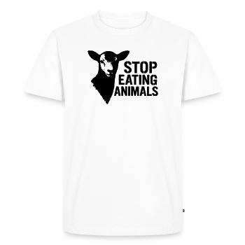Alpaca Stop Eating Animals - Men's Premium Organic T-Shirt - white - Front - Nico (187cm)