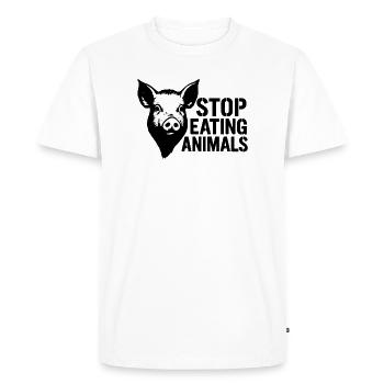 Arrête de manger des animaux, cochon - T-shirt Premium bio Homme - blanc - Devant - Nico (187cm)