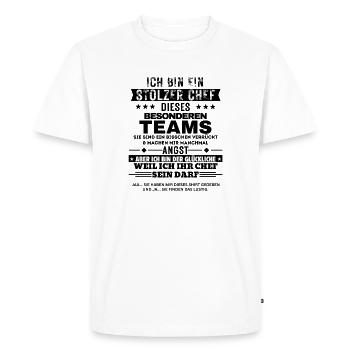 Stolzer Chef dieses besonderen Teams - Men's Premium Organic T-Shirt - white - Front - Nico (187cm)
