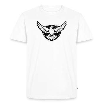Colombe, Liberté, Paix - T-shirt Premium bio Homme - blanc - Devant - Nico (187cm)
