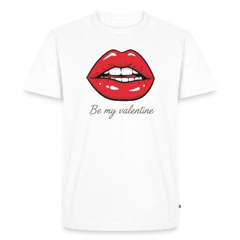 Be my Valentine – Sexy Red Lips Design - Men's Premium Organic T-Shirt - white - Front - Nico (187cm)