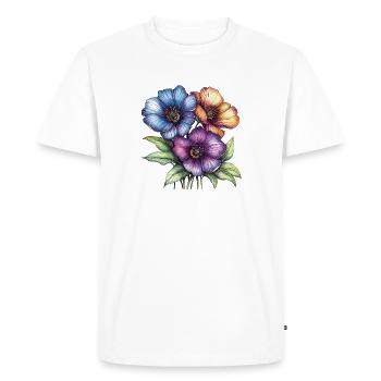 Colourful Flowers Trio - Men's Premium Organic T-Shirt - white - Front - Nico (187cm)