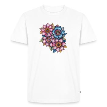 Motif de fleurs en tourbillon de fleurs - T-shirt Premium bio Homme - blanc - Devant - Nico (187cm)