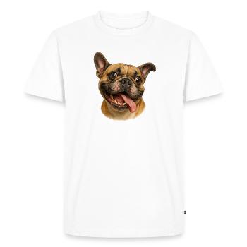 Tête de chien joyeuse avec langue - T-shirt Premium bio Homme - blanc - Devant - Nico (187cm)
