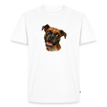 Boxer Grin Portrait Print - Men's Premium Organic T-Shirt - white - Front - Nico (187cm)