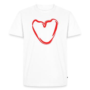Croquis du cœur de la main rouge - T-shirt Premium bio Homme - blanc - Devant - Nico (187cm)