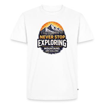 Always Exploring the Mountains - Men's Premium Organic T-Shirt - white - Front - Nico (187cm)