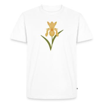 Golden Iris Bloom on Green - Men's Premium Organic T-Shirt - white - Front - Nico (187cm)