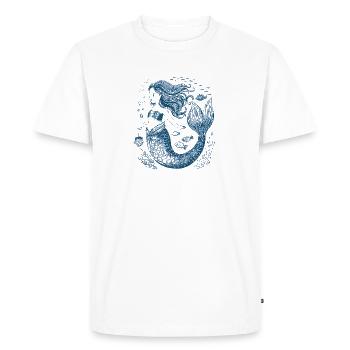 Sirène bleue dans le style vintage - T-shirt Premium bio Homme - blanc - Devant - Nico (187cm)