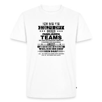 Fier patron d’une équipe familiale - T-shirt Premium bio Homme - blanc - Devant - Nico (187cm)