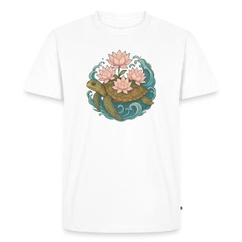 Lotus Turtle on Ocean Waves - Men's Premium Organic T-Shirt - white - Front - Nico (187cm)