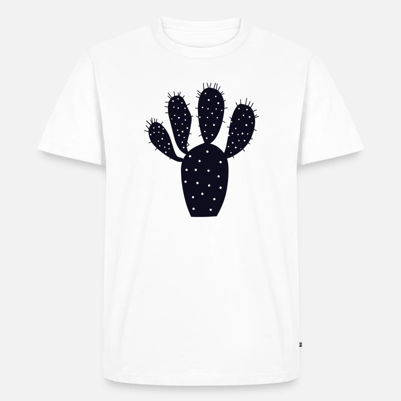 Mitternachtskaktus-Silhouette - Männer Premium Bio T-Shirt - Weiß