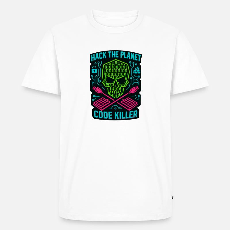Hack the Planet Code Killer – Cybersicherheit - Männer Premium Bio T-Shirt - Weiß