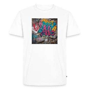 Colorful graffiti on stone wall - Men's Premium Organic T-Shirt - white - Front - Nico (187cm)