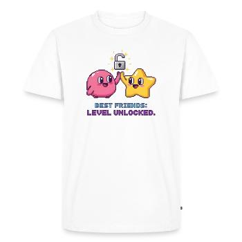 Best Friends Level Unlocked Pixel Duo - Men's Premium Organic T-Shirt - white - Front - Nico (187cm)