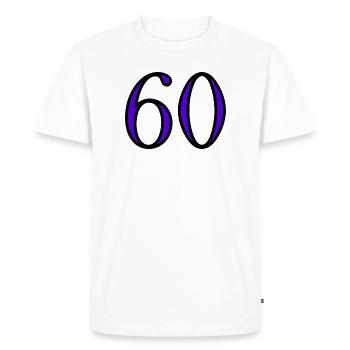 60. 60 ANS. 60e ANNIVERSAIRE. ANNIVERSAIRE 60 ANS. - T-shirt Premium bio Homme - blanc - Devant - Nico (187cm)