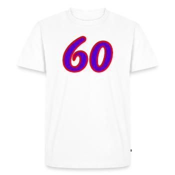 60. 60 ANS. 60e ANNIVERSAIRE. ANNIVERSAIRE 60 ANS. - T-shirt Premium bio Homme - blanc - Devant - Nico (187cm)