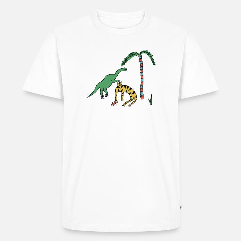 Tiger & Dino  - Männer Premium Bio T-Shirt - Weiß
