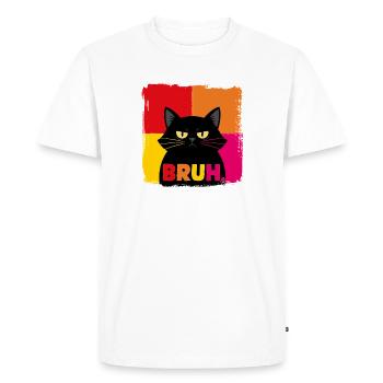 Portrait néon de chat BRUH - T-shirt Premium bio Homme - blanc - Devant - Nico (187cm)