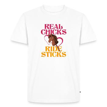Vraies filles chevauchent des bâtons Passe-temps - T-shirt Premium bio Homme - blanc - Devant - Nico (187cm)