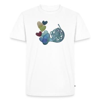Heartnote Horn with Colourful Hearts - Men's Premium Organic T-Shirt - white - Front - Nico (187cm)