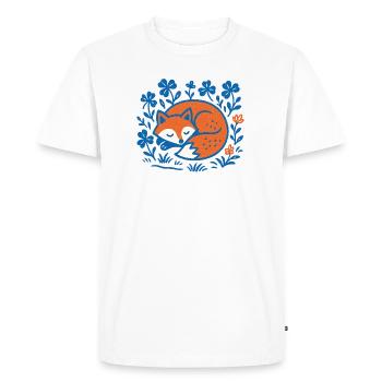 Sleeping Fox in Floral Night Garden - Men's Premium Organic T-Shirt - white - Front - Nico (187cm)