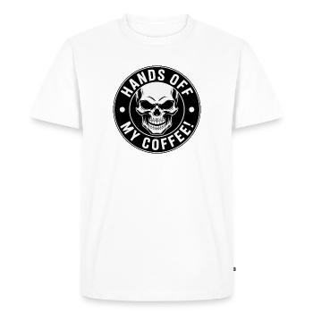 Ne touchez pas à mon crâne de café - T-shirt Premium bio Homme - blanc - Devant - Nico (187cm)