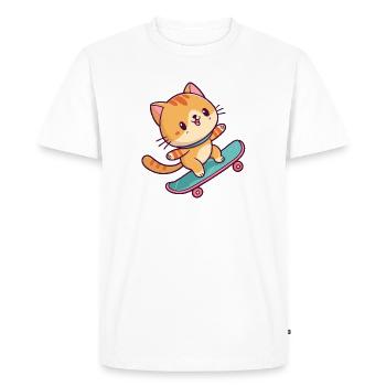 Chaton Skateboard Coloré - T-shirt Premium bio Homme - blanc - Devant - Nico (187cm)