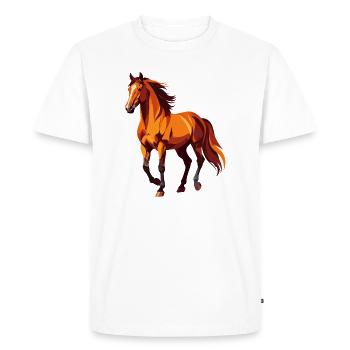 Motif graphique de cheval marron dessinant un grand cheval - T-shirt Premium bio Homme - blanc - Devant - Nico (187cm)