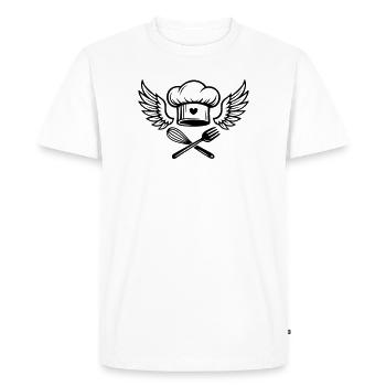 Chapeau de chef avec cœur et ailes - T-shirt Premium bio Homme - blanc - Devant - Nico (187cm)