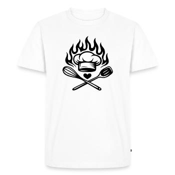 Cuisiner avec cœur et feu - Küchenliebe - T-shirt Premium bio Homme - blanc - Devant - Nico (187cm)